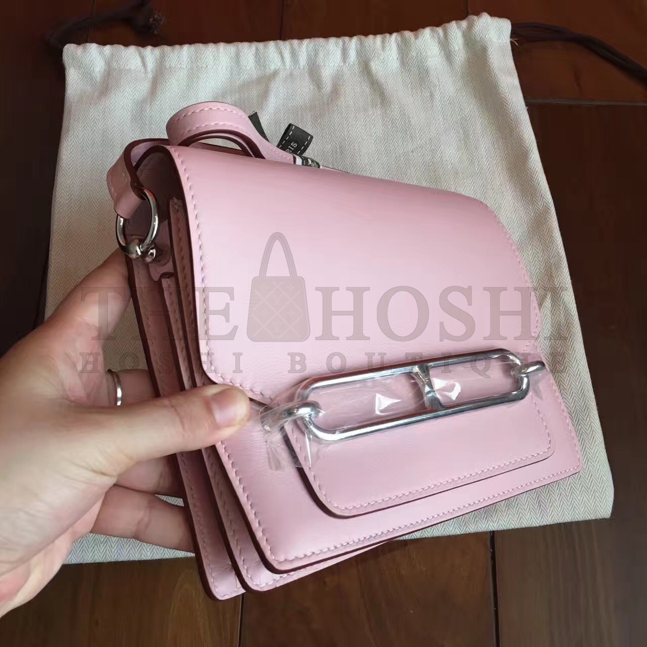H**me5 Mini Sac Roulis Bag In Rose Dragee Swift Leather Master Quality