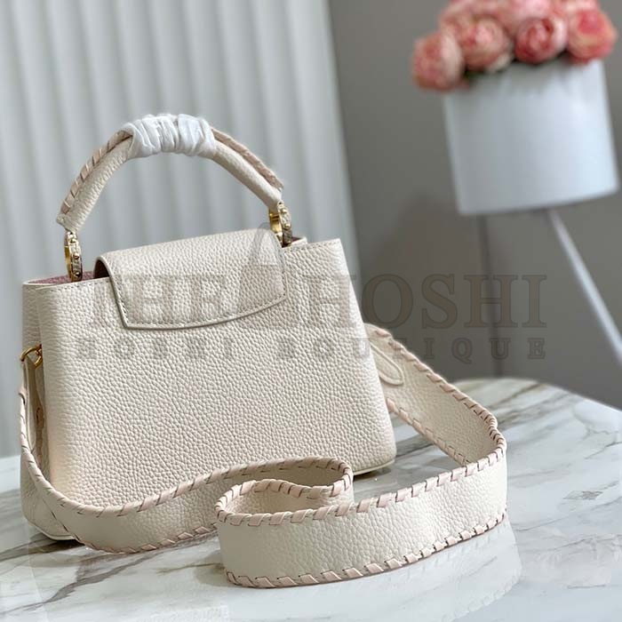 L0vis Vvtt0n LV Women Capucines BB Handbag Cream Beige Pearly Pink Taurillon Leather Master Quality