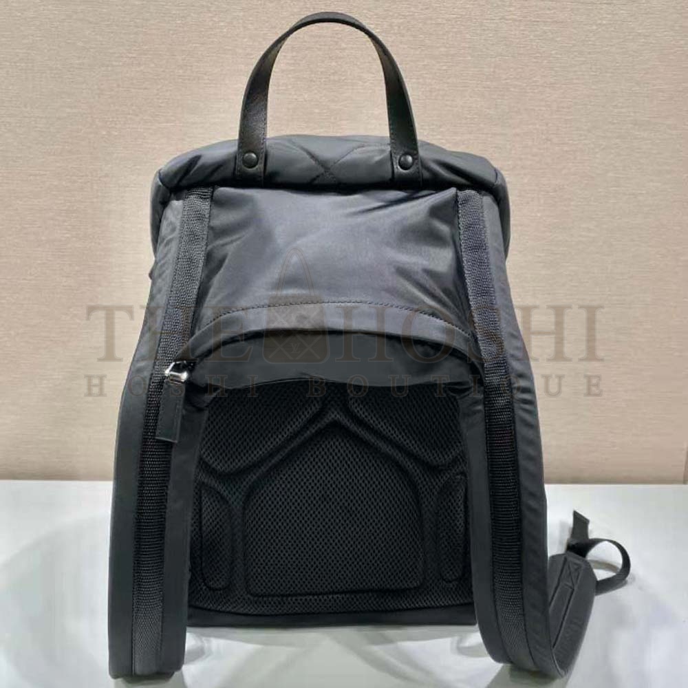 Pra*a Unisex Re-Nylon Padded Backpack with Hood-Black Master Quality