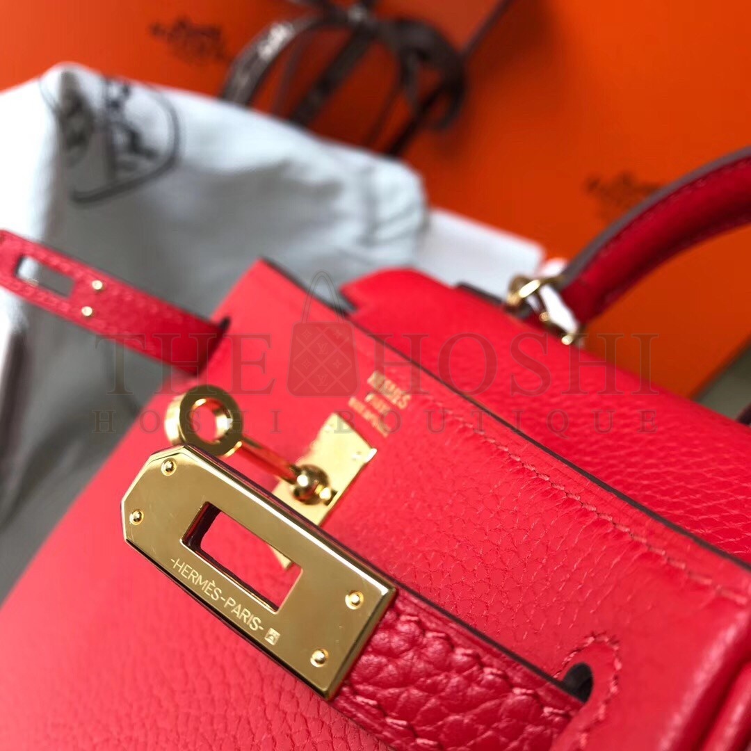 H**me5 Mini Kelly 20cm Bag In Red Clemence Leather Master Quality