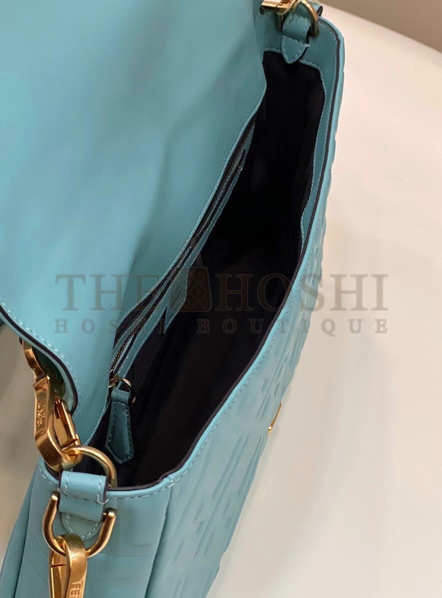 F**di Large Baguette Bag In Blue FF Nappa Leather Master Quality