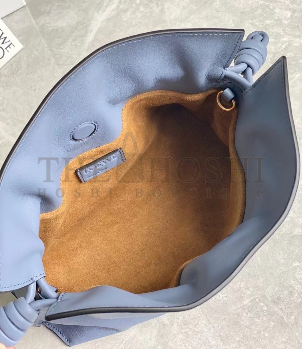 L0ew* Flamenco Mini Clutch In Atlantic Blue Nappa Leather Master Quality