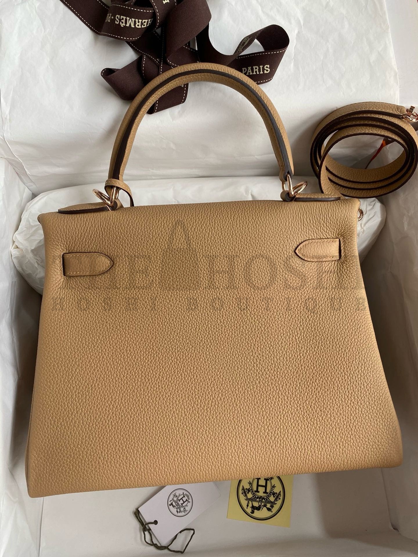 H**me5 Kelly Retourne 28 Handmade Bag In Chai Clemence Leather Master Quality