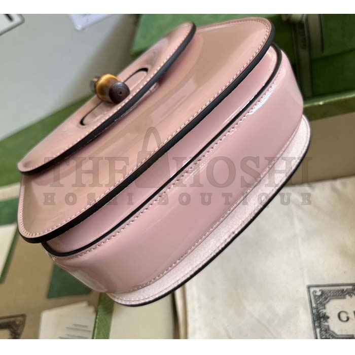 Gvc*1 Women Bamboo 1947 Mini Top Handle Bag Light Pink Patent Leather Master Quality