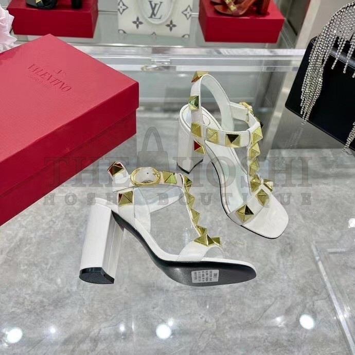 Va1e*ntin0 Roman Stud Sandals 90mm In White Calfskin Master Quality