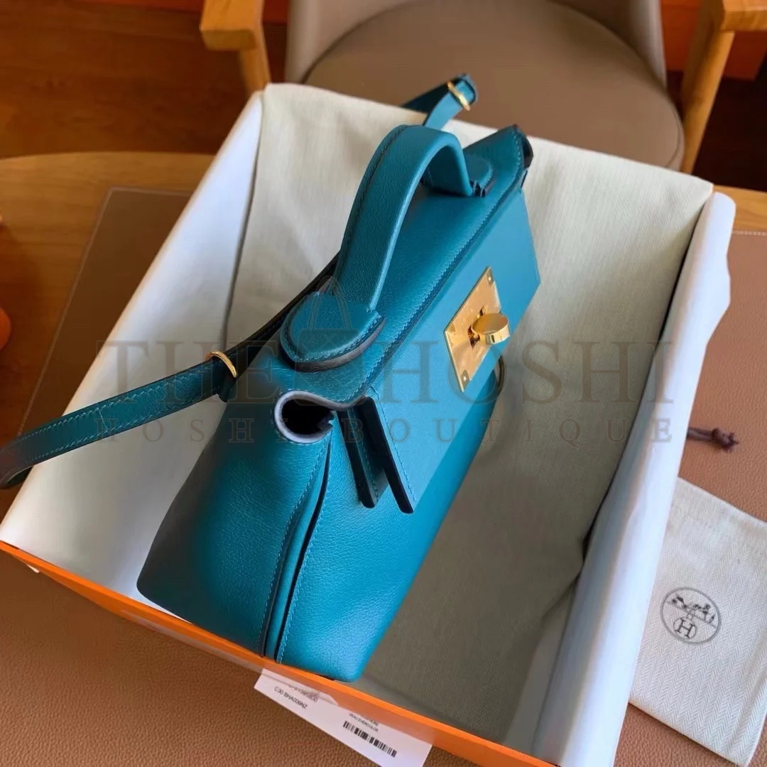 H**me5 24/24 Mini 21 Handmade Bag in Vert Bosphore Evercolor Leather Master Quality