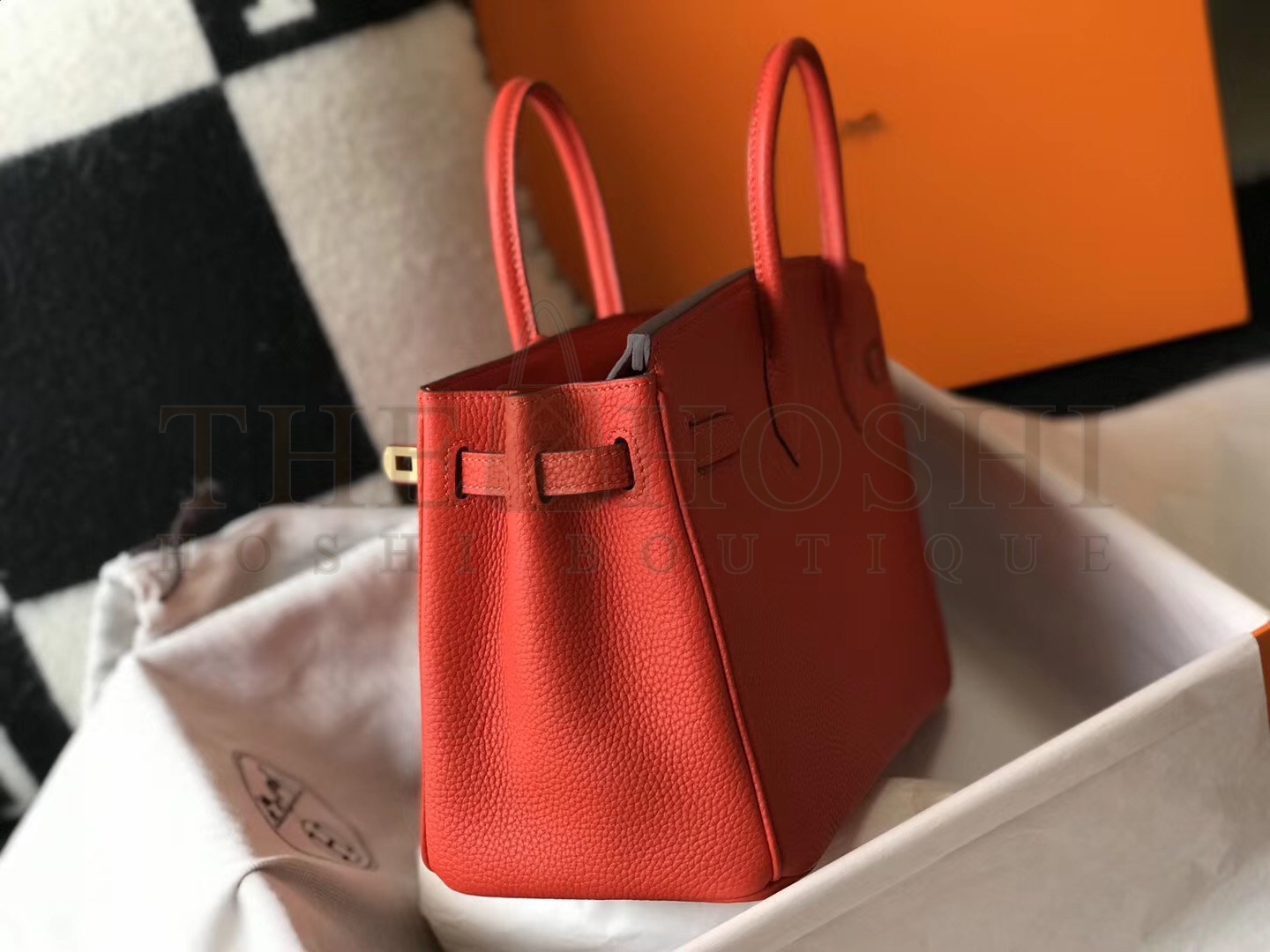 H**me5 Birkin 30 Bag in Red Clemence Leather with GHW Master Quality