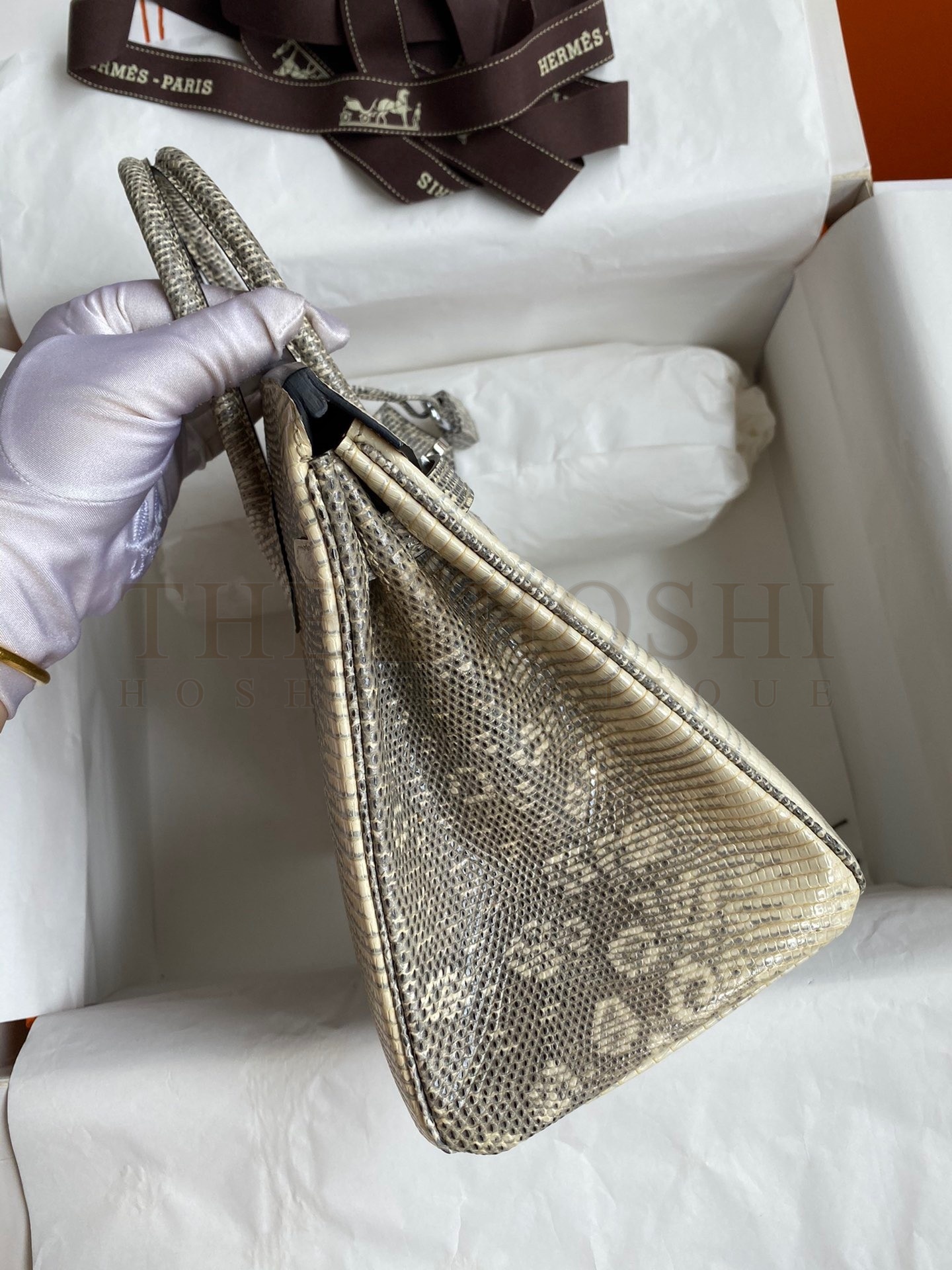 H**me5 Birkin 25 Retourne Handmade Bag In Ombre Lizard Leather Master Quality