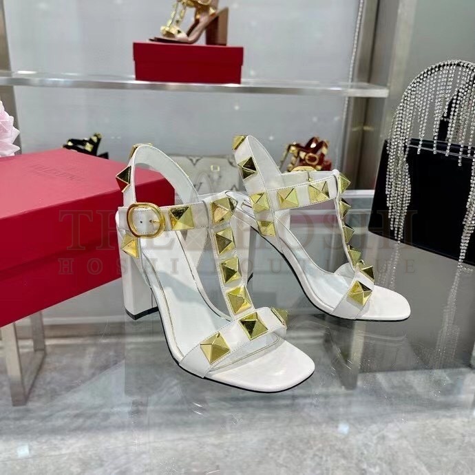 Va1e*ntin0 Roman Stud Sandals 90mm In White Calfskin Master Quality
