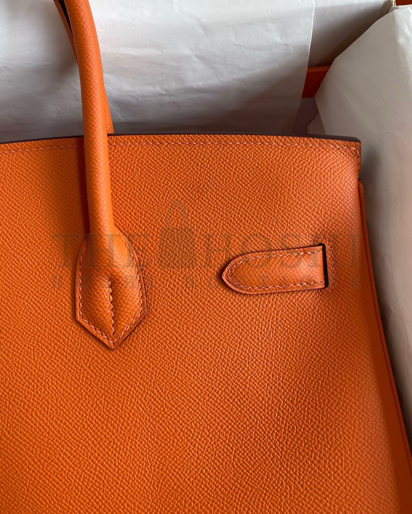 H**me5 Birkin 35 Retourne Handmade Bag in Orange Epsom Calfskin Master Quality