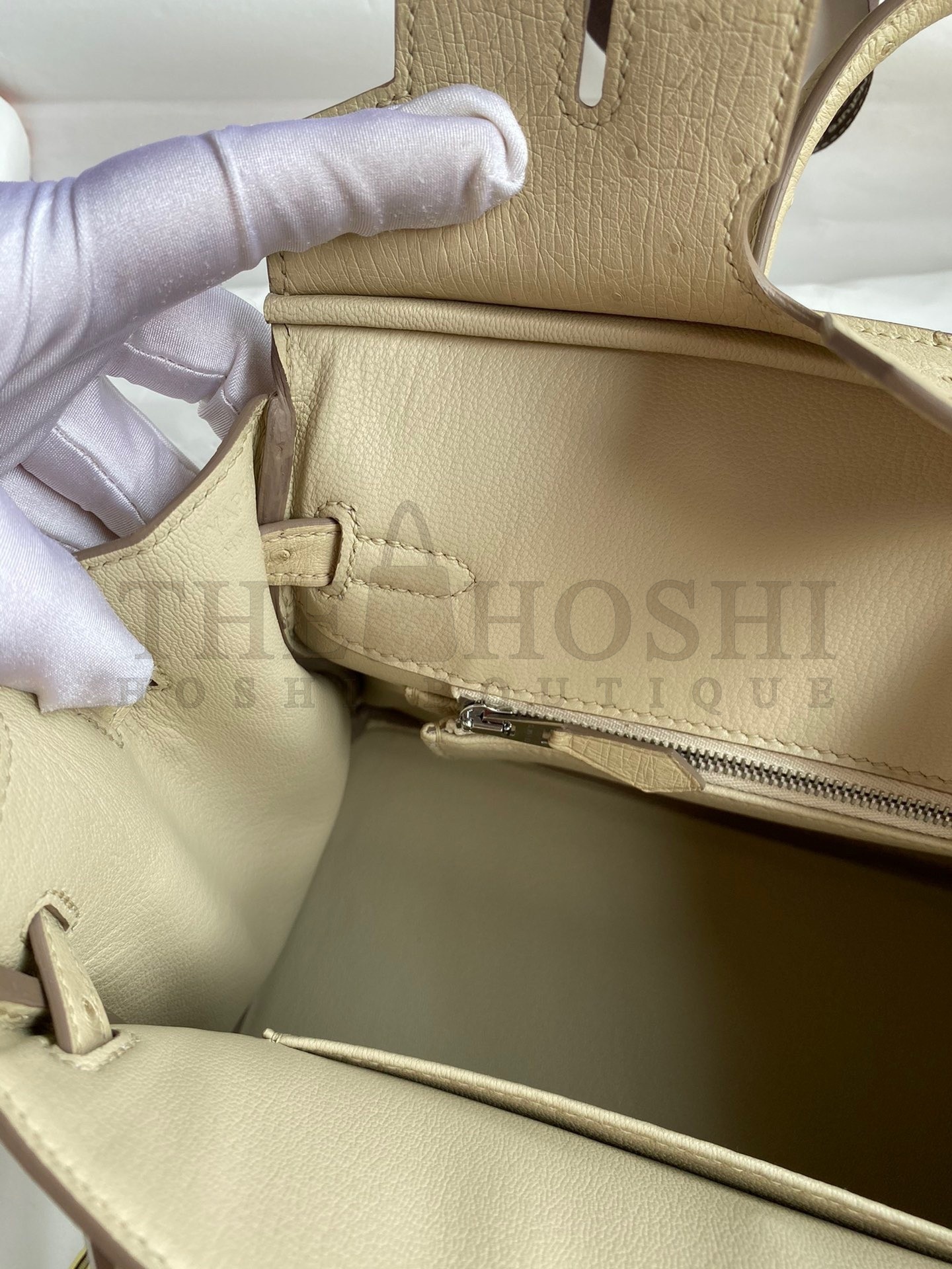 H**me5 Birkin 25 Retourne Handmade Bag In Parchemin Ostrich Leather Master Quality