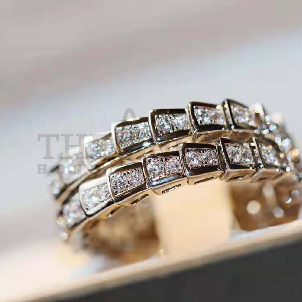 Bv1g*ai Women Serpenti Viper Two-coil 18 KT White Gold Ring Master Quality