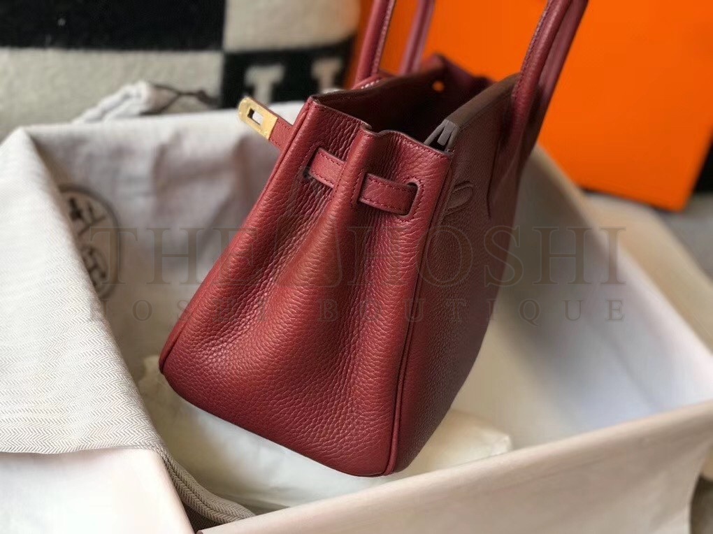 H**me5 Birkin 25cm Bag In Bordeaux Clemence Leather Master Quality