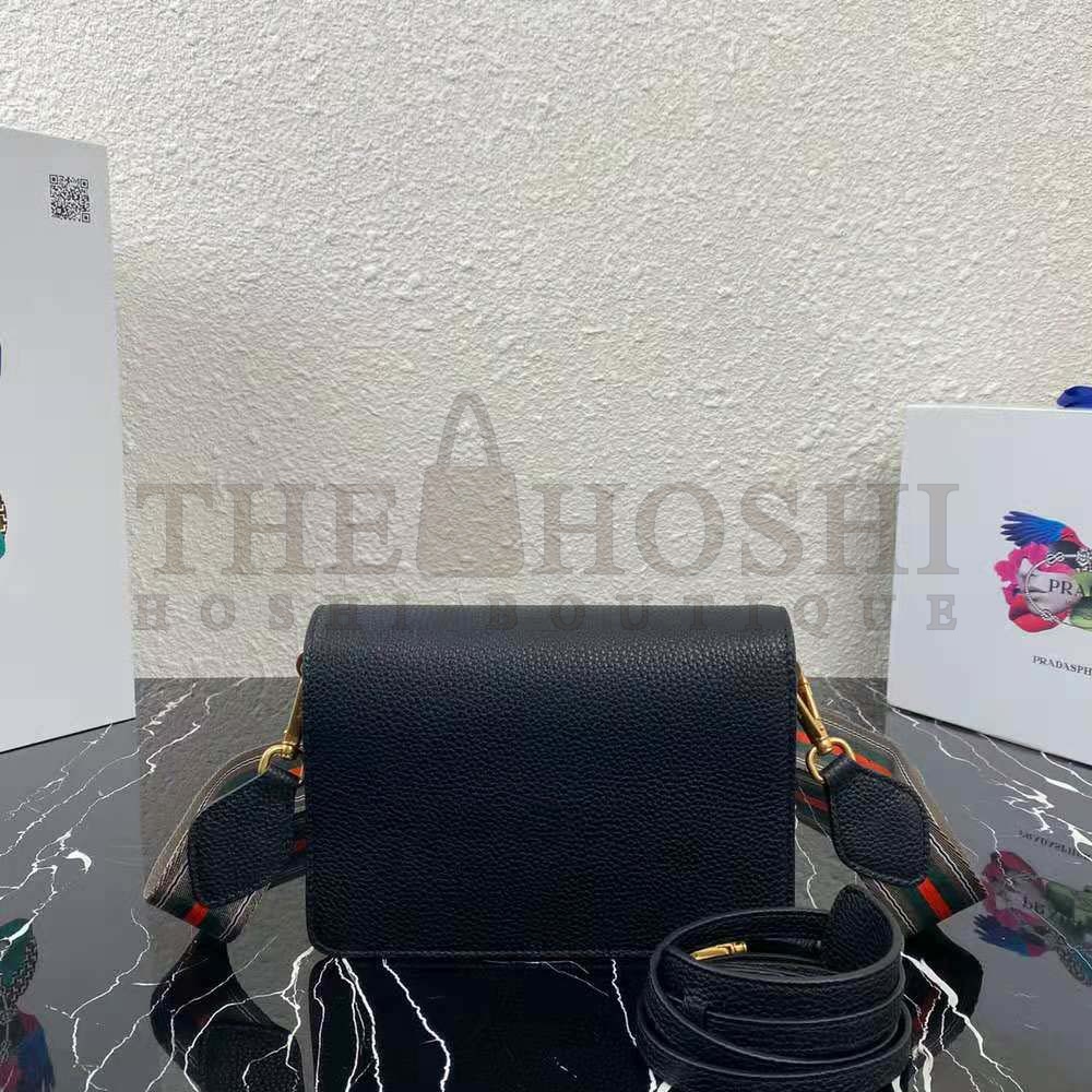 Pra*a Women Calf Leather Shoulder Bag-Black Master Quality