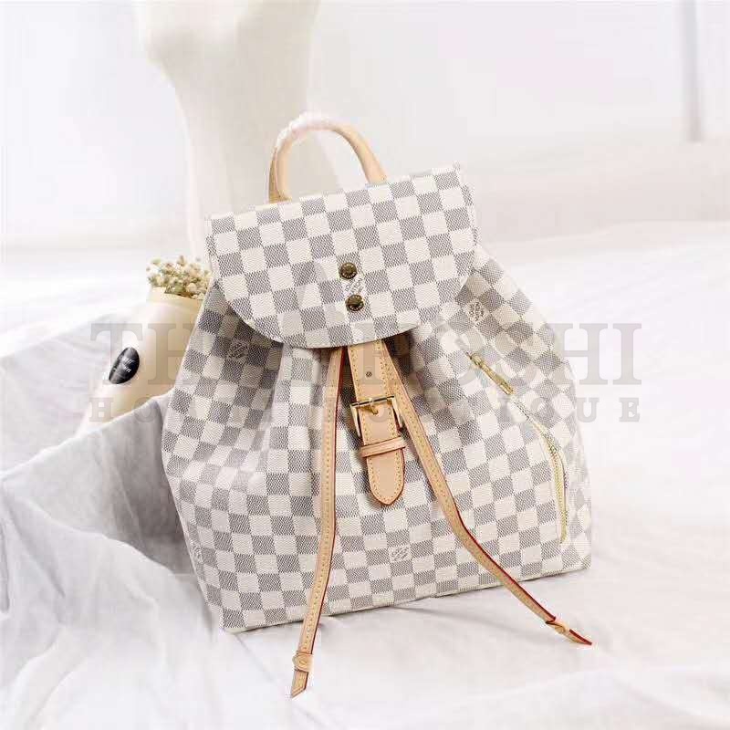 L0vis Vvtt0n LV Women Sperone Backpack in Damier Azur Canvas-Beige Master Quality
