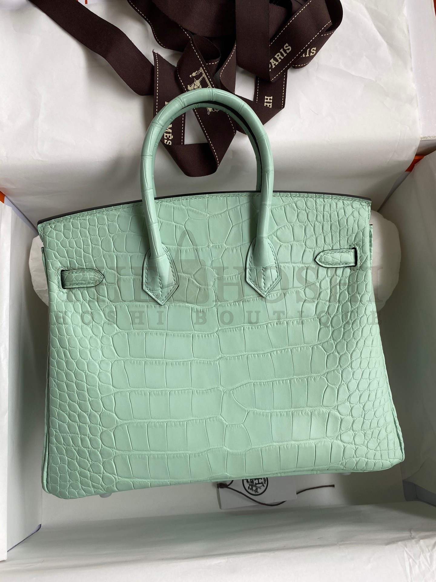 H**me5 Birkin 25 Retourne Handmade Bag In Vert D