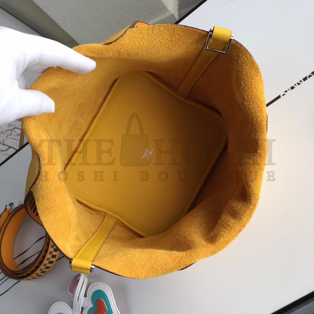 H**me5 Yellow Picotin Lock 22cm Braided Handle Bag Master Quality