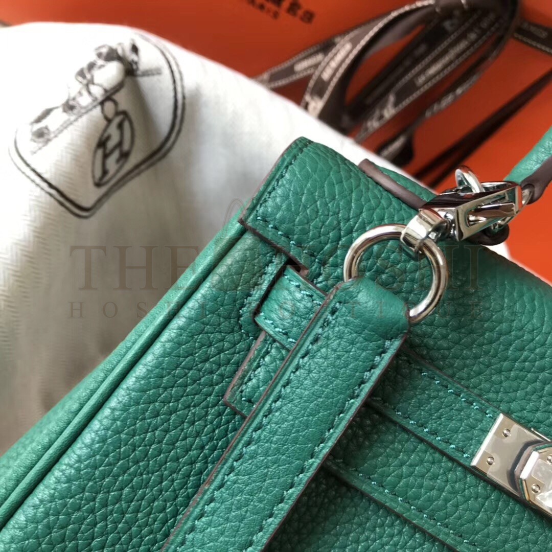 H**me5 Mini Kelly 20cm Bag In Malachite Clemence Leather Master Quality