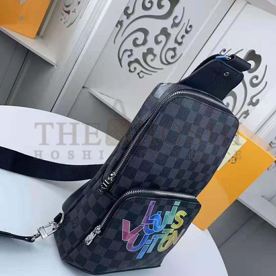 L0vis Vvtt0n LV Men Avenue Sling Bag in Damier Graphite Canvas-Grey Master Quality