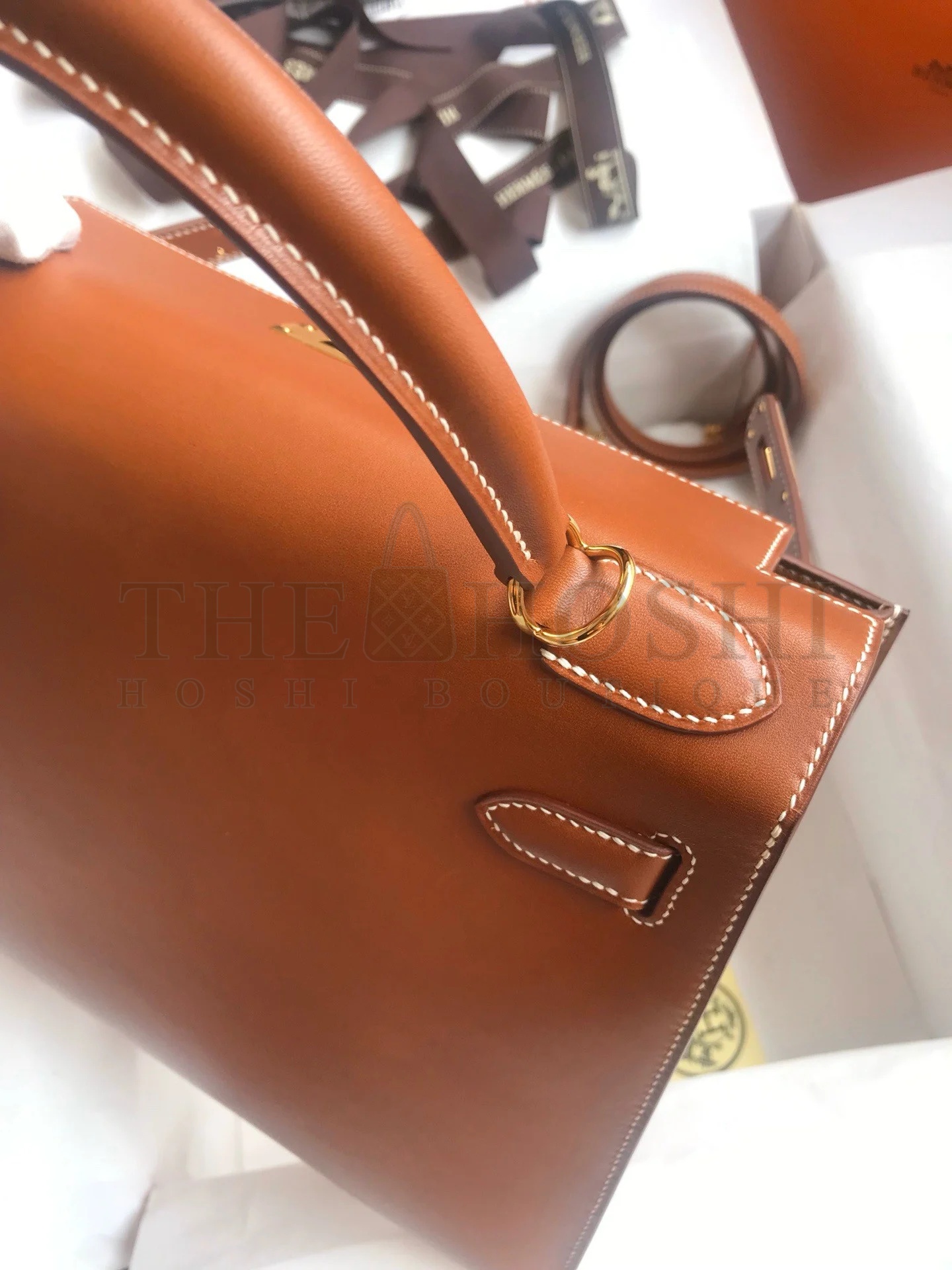 H**me5 Kelly Sellier 28 Handmade Bag In Gold Barenia Calfskin Master Quality