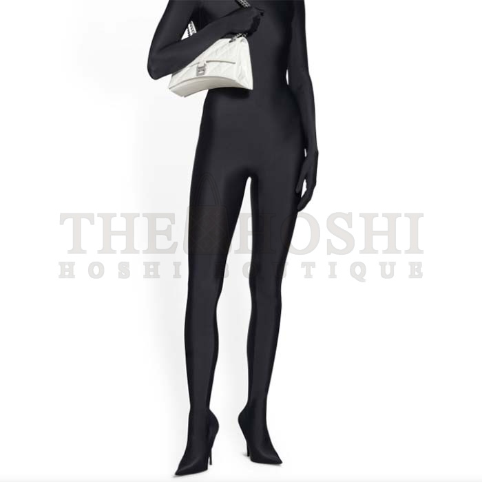 Ba1en*iaga Women Crush Small Chain Bag Quilted White Crushed Calfskin Aged-Silver Hardware Master Quality