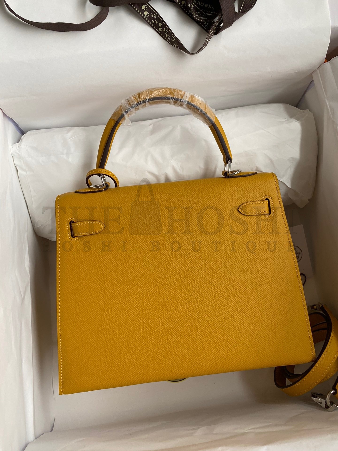 H**me5 Epsom Kelly 25cm Sellier Handmade Yellow Bag Master Quality