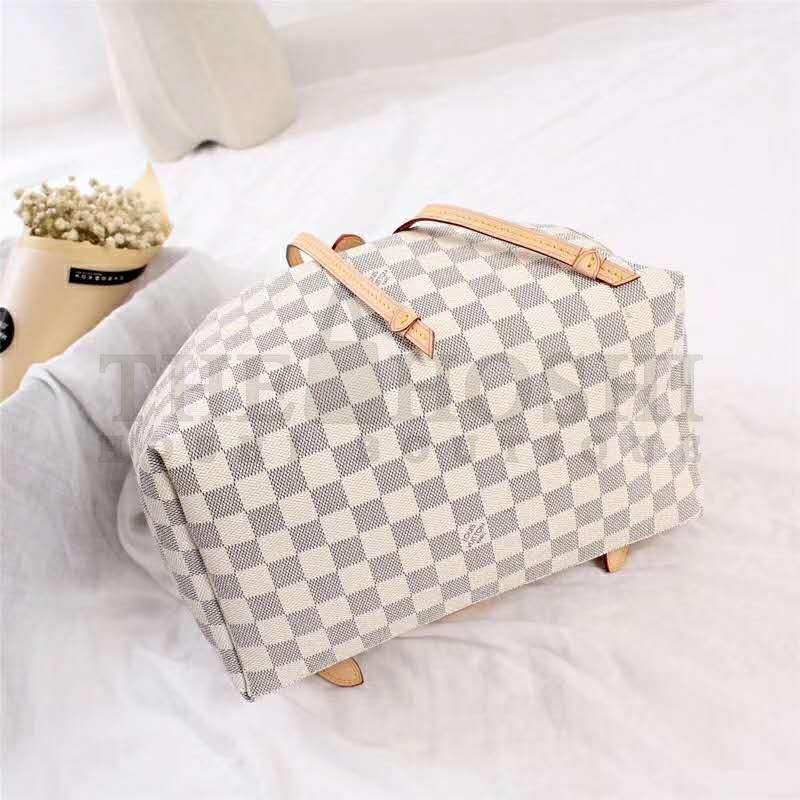 L0vis Vvtt0n LV Women Sperone Backpack in Damier Azur Canvas-Beige Master Quality