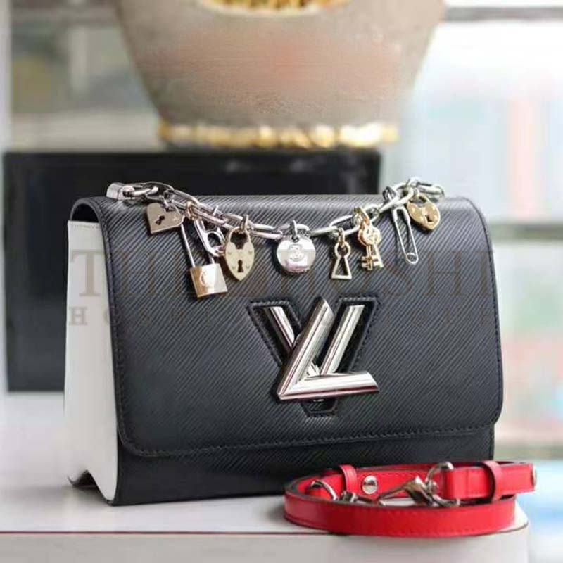 L0vis Vvtt0n LV Women Twist MM LV Love Lock Charms Handbag in Epi Cowhide Leather-Black Master Quality