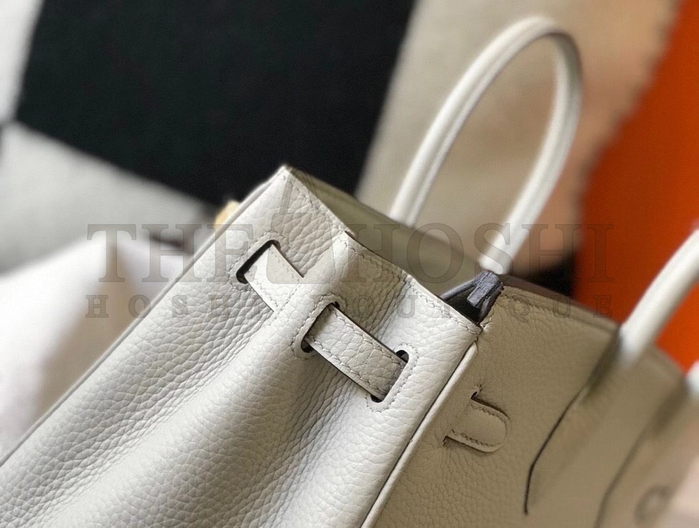 H**me5 Birkin 30 Bag in Pearl Grey Clemence Leather with GHW Master Quality