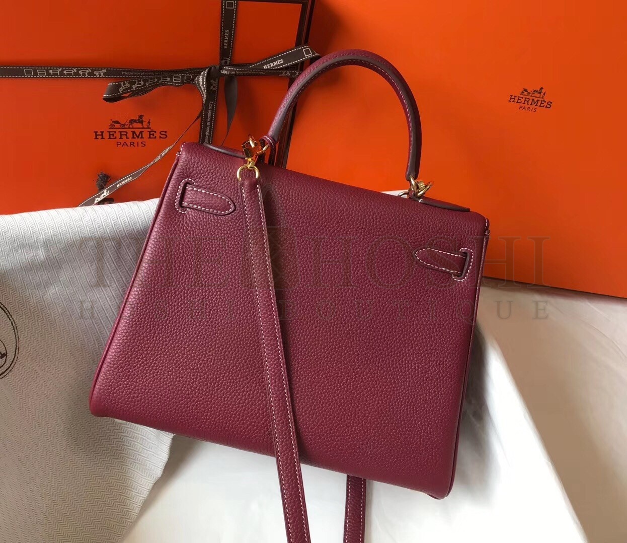 H**me5 Bordeaux Clemence Kelly 28cm Bag Master Quality