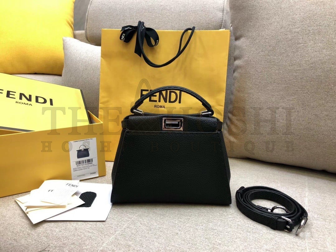 F**di Peekaboo Mini Selleria Bag In Black Romano Leather Master Quality