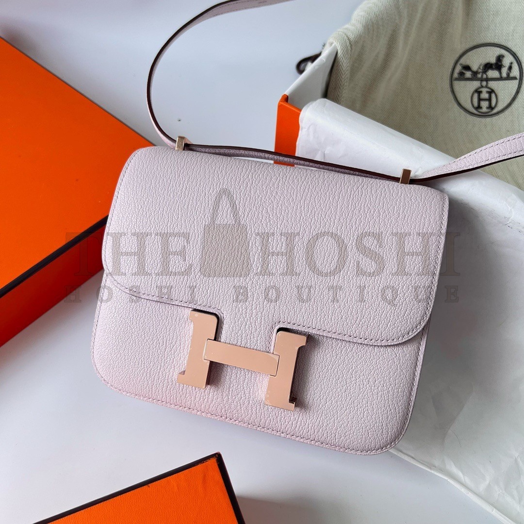 H**me5 Constance 18 Handmade Bag In Mauve Pale Chevre Mysore Leather Master Quality