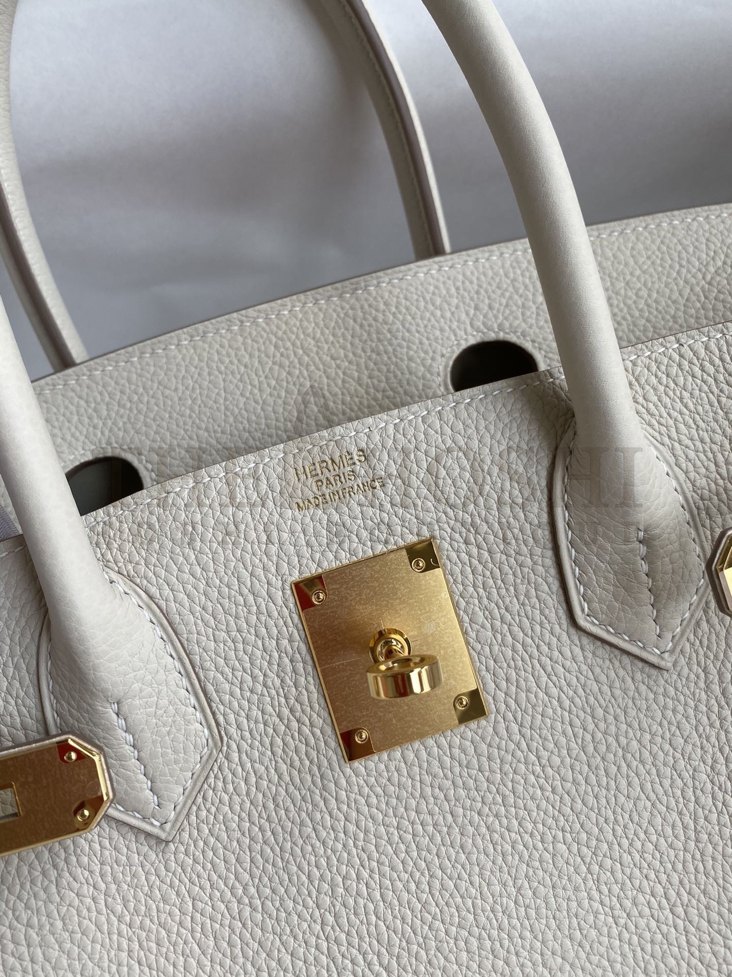 H**me5 Birkin 30 Retourne Handmade Bag In Craie Clemence Leather Master Quality