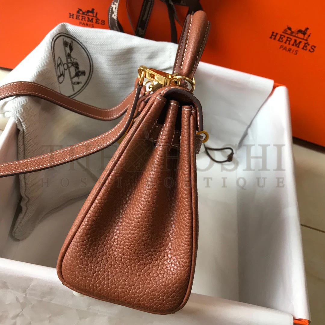H**me5 Kelly 20cm Bag In Gold Clemence Leather GHW Master Quality