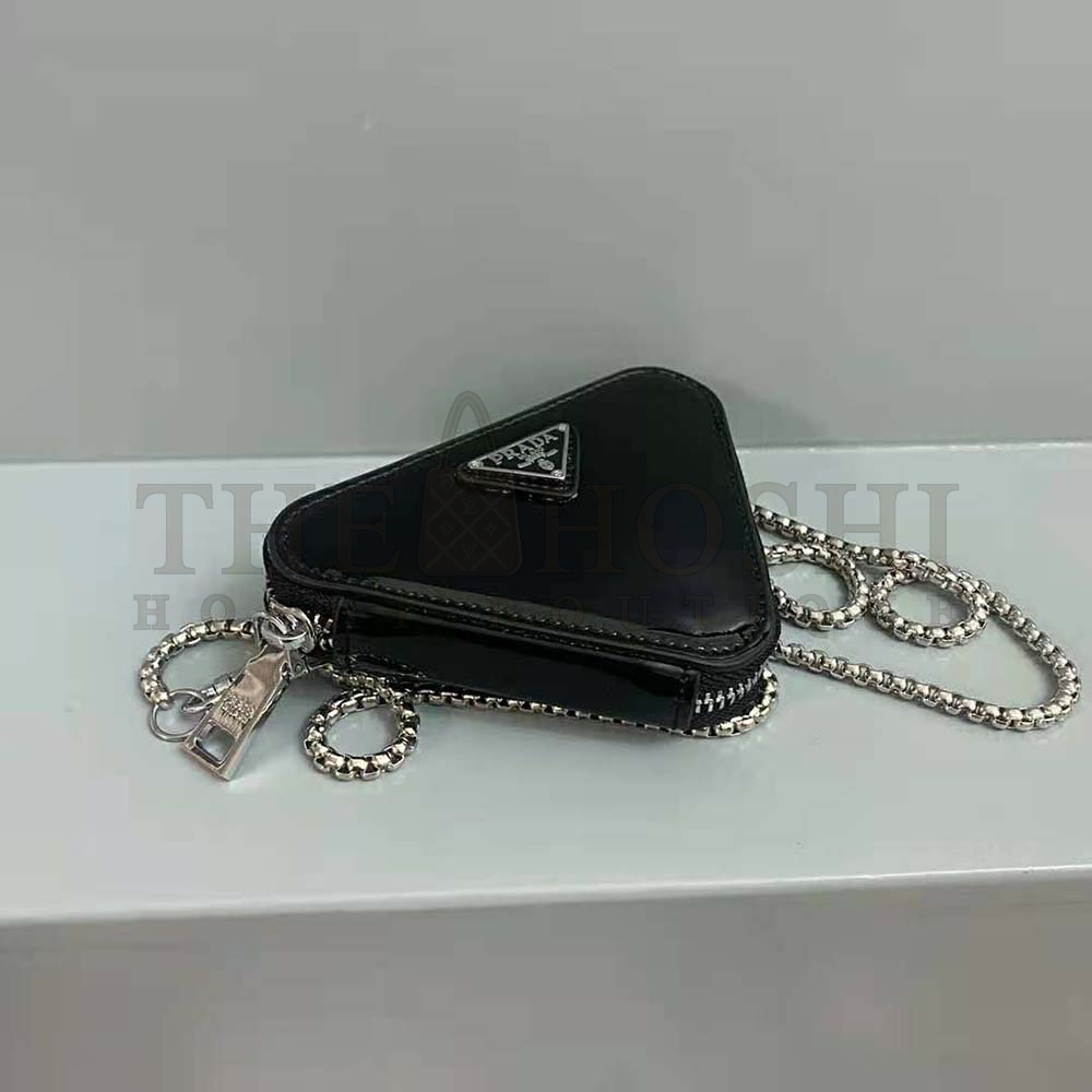 Pra*a Women Brushed Leather Mini-Pouch-Black Master Quality