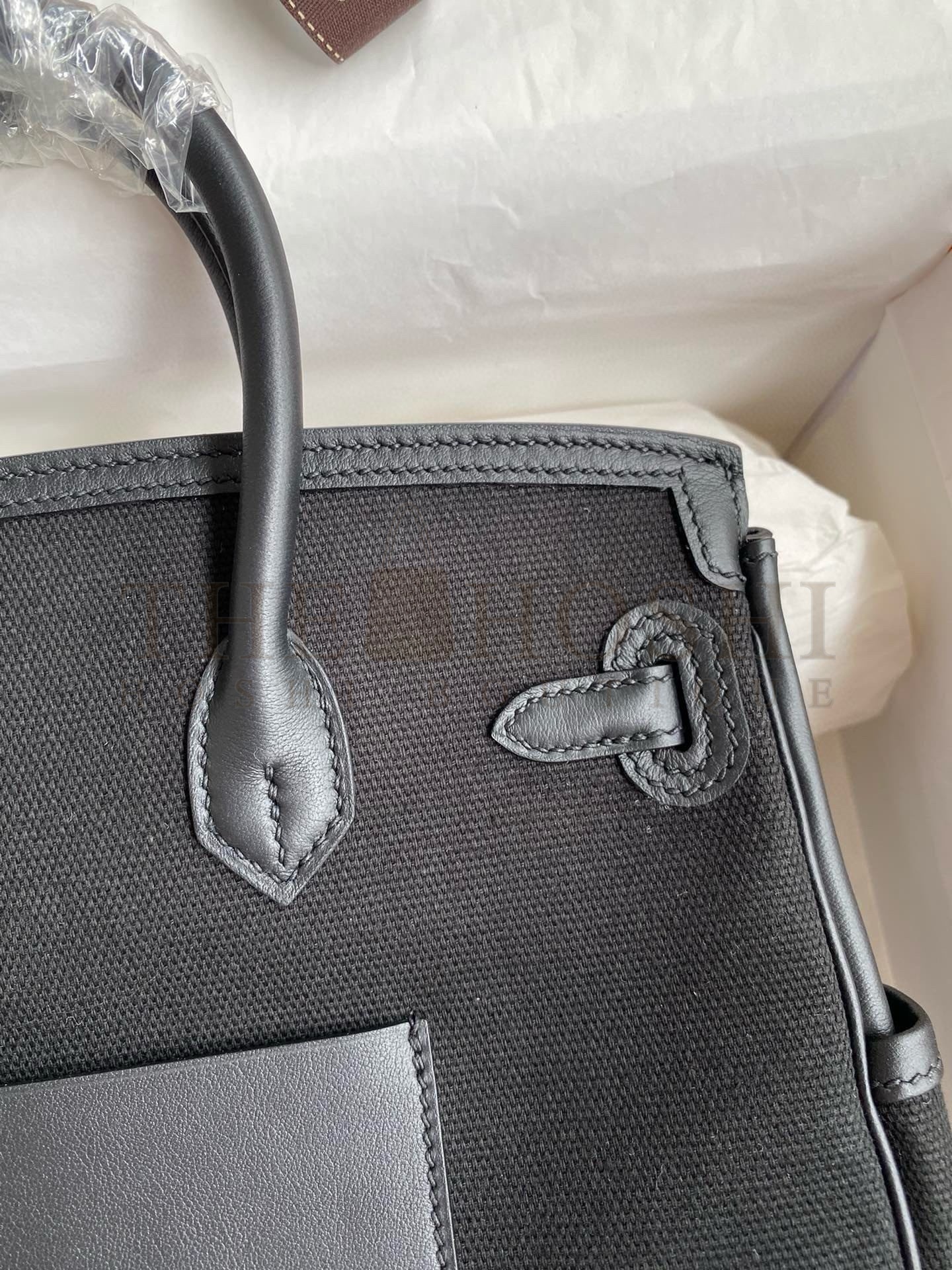 H**me5 Birkin Cargo 25 Bag in Black Toile and Swift Leather Master Quality