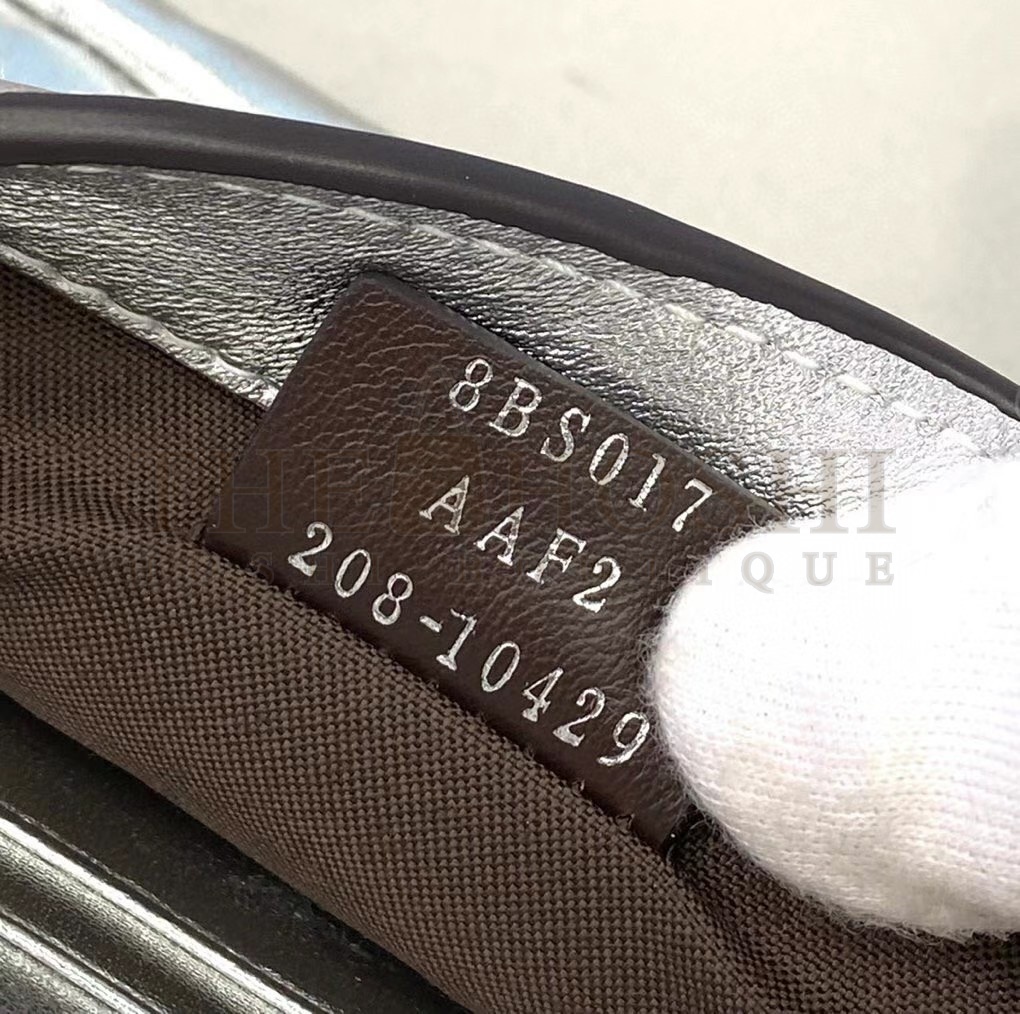 F**di Small Baguette Bag In Silver FF Metallic Leather Master Quality