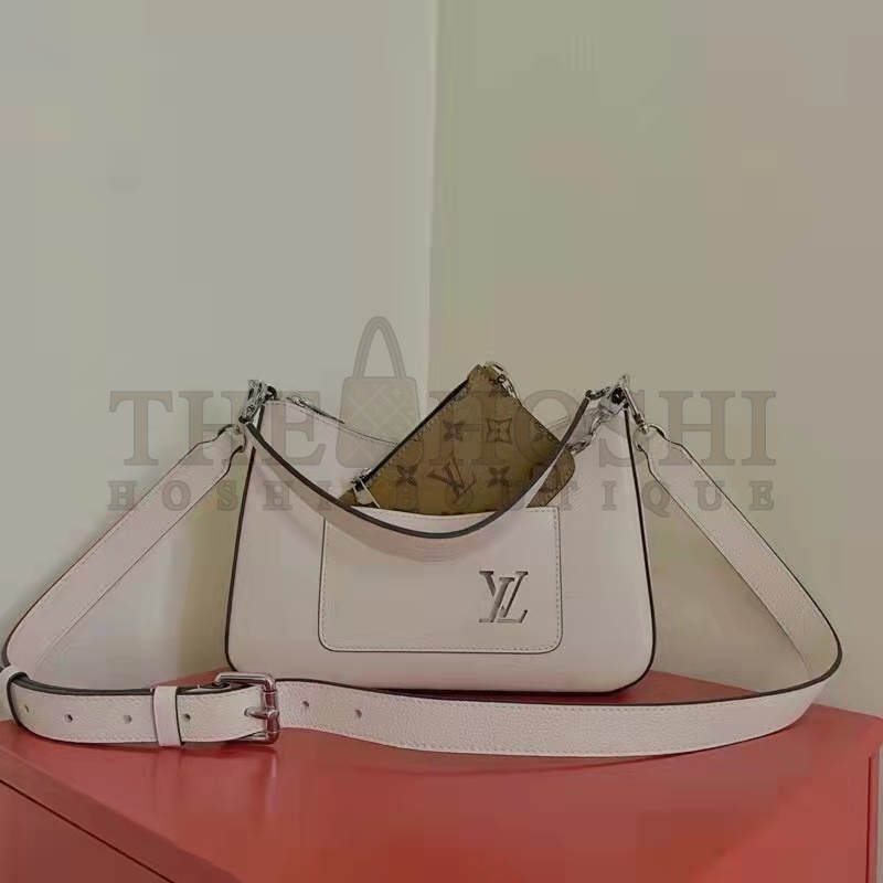 L0vis Vvtt0n LV Women Marelle Handbag Quartz White Epi Grained Cowhide Canvas Master Quality