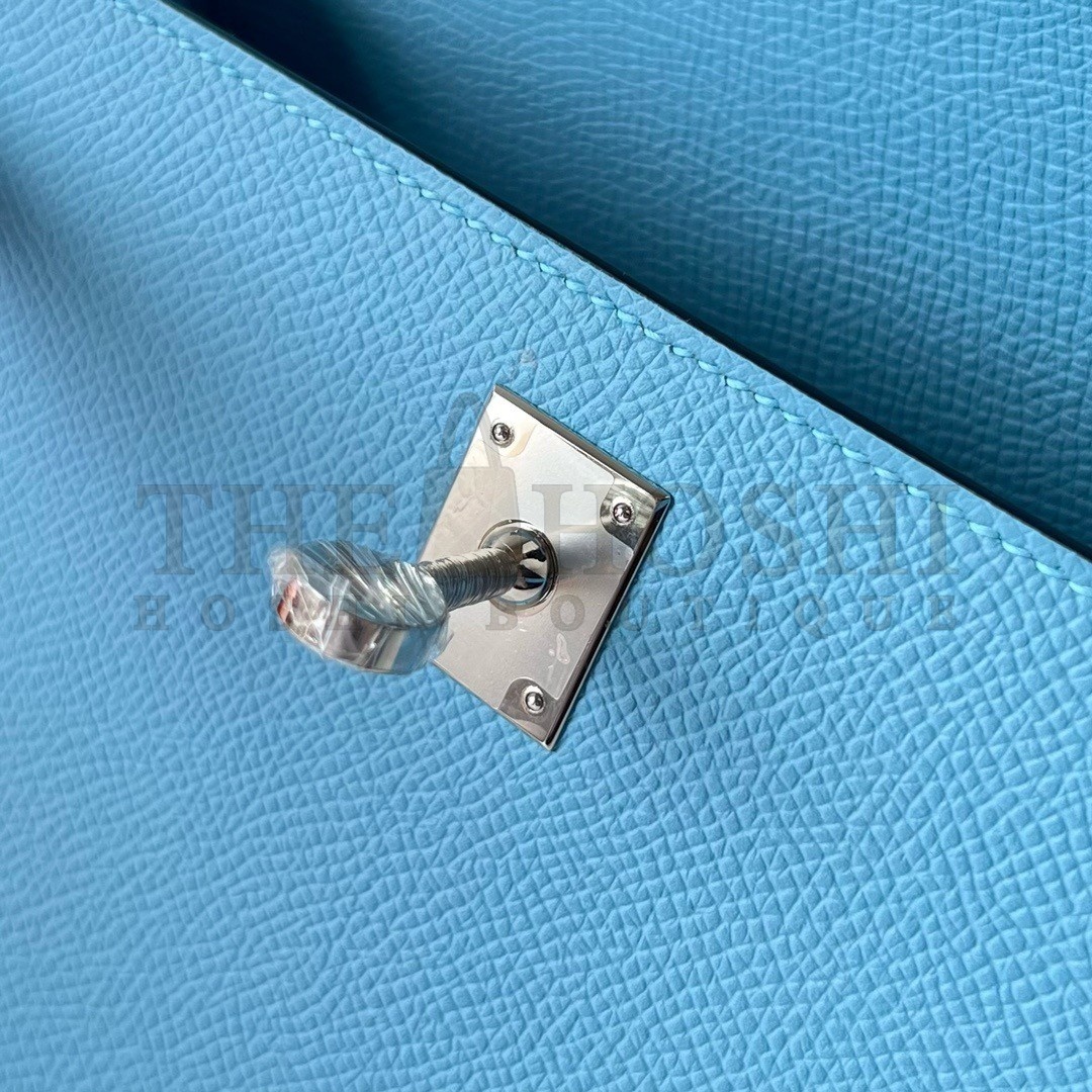 H**me5 Kelly Pochette Handmade Bag In Blue du Nord Epsom Calfskin Master Quality