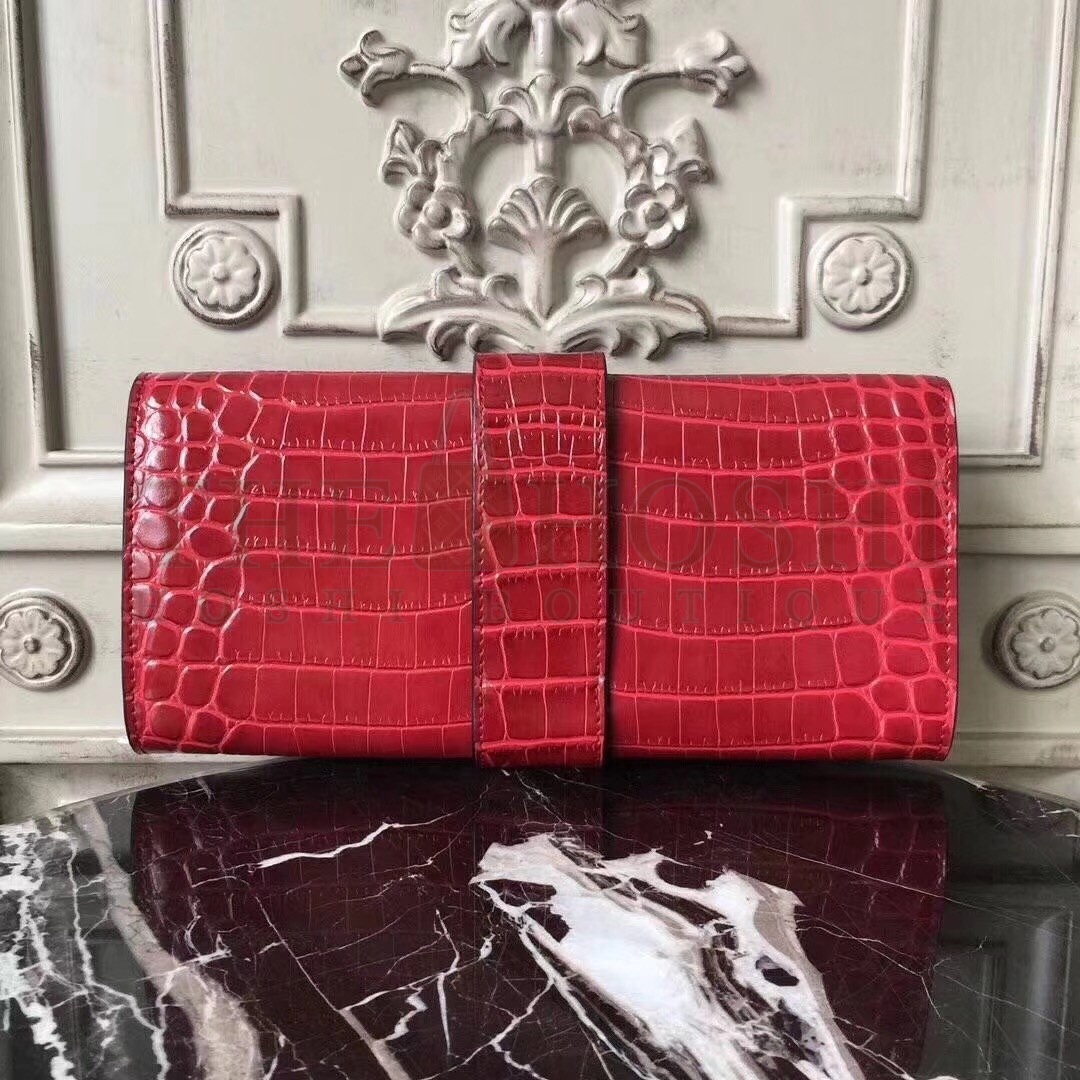 H**me5 Medor Clutch Bag In Red Crocodile Leather Master Quality
