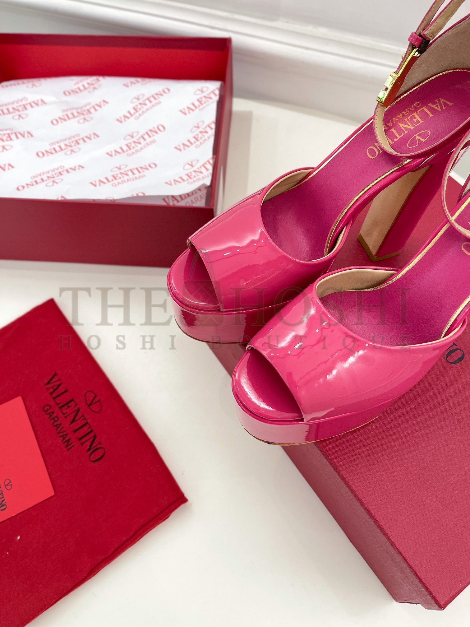Va1e*ntin0 Tan-Go Platform Sandals 155mm In Rose Red Patent Leather Master Quality