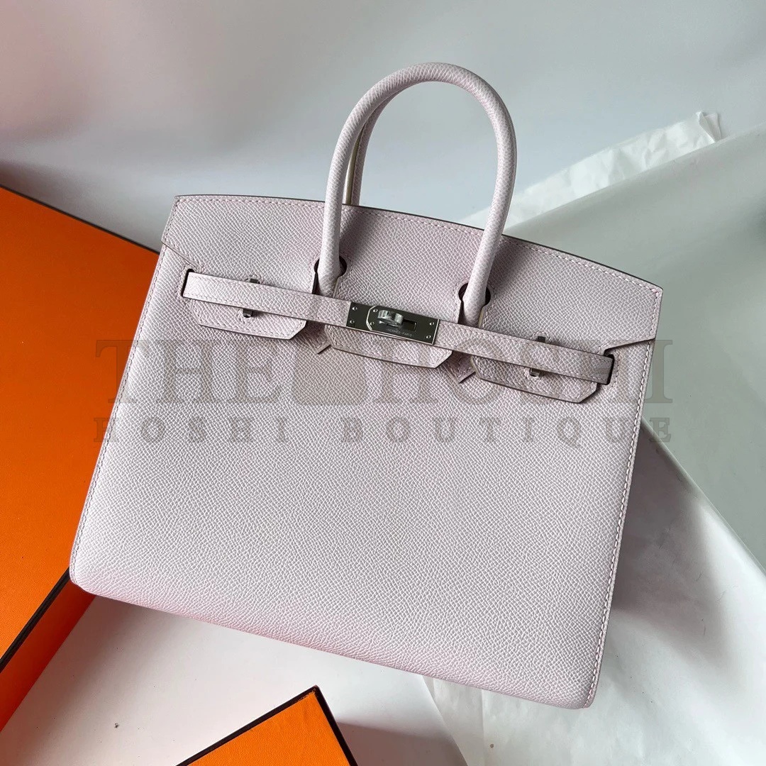 H**me5 Birkin 25 Sellier Handmade Bag In Mauve Pale Epsom Calfskin Master Quality