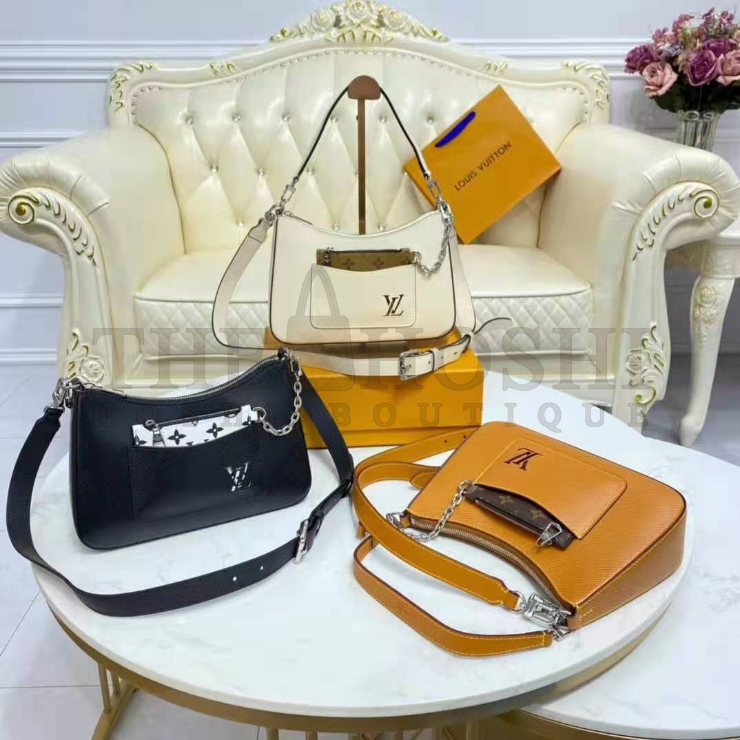 L0vis Vvtt0n LV Women Marelle Handbag Beige Epi Grained Cowhide Leather Canvas Master Quality