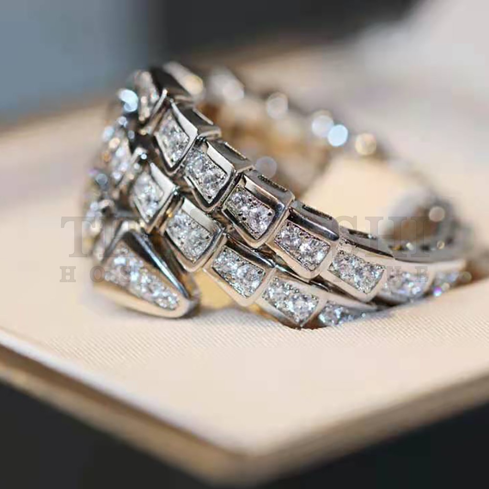 Bv1g*ai Women Serpenti Viper Two-coil 18 KT White Gold Ring Master Quality