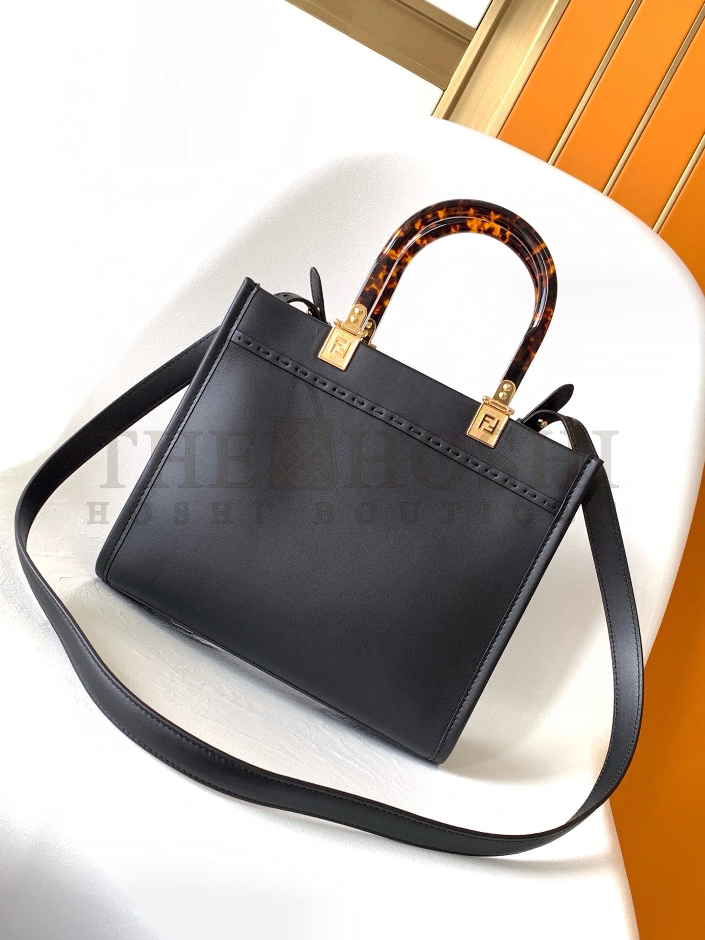 F**di Sunshine Small Tote Bag In Black Calfskin Master Quality