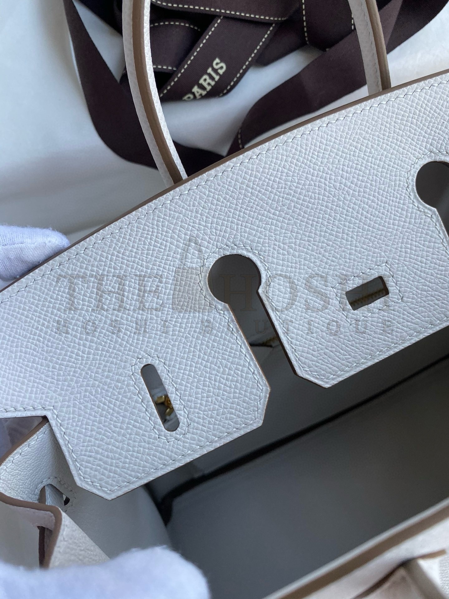 H**me5 Birkin 25 Retourne Handmade Bag In Gris Pale Epsom Calfskin Master Quality