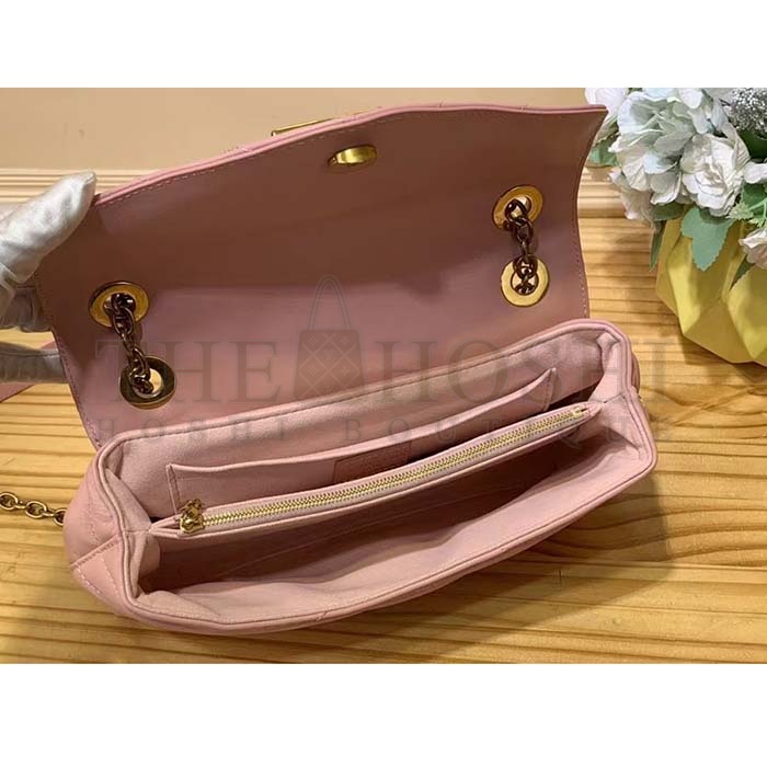L0vis Vvtt0n LV Women New Wave Chain Bag MM Handbag Pink Smooth Cowhide Master Quality