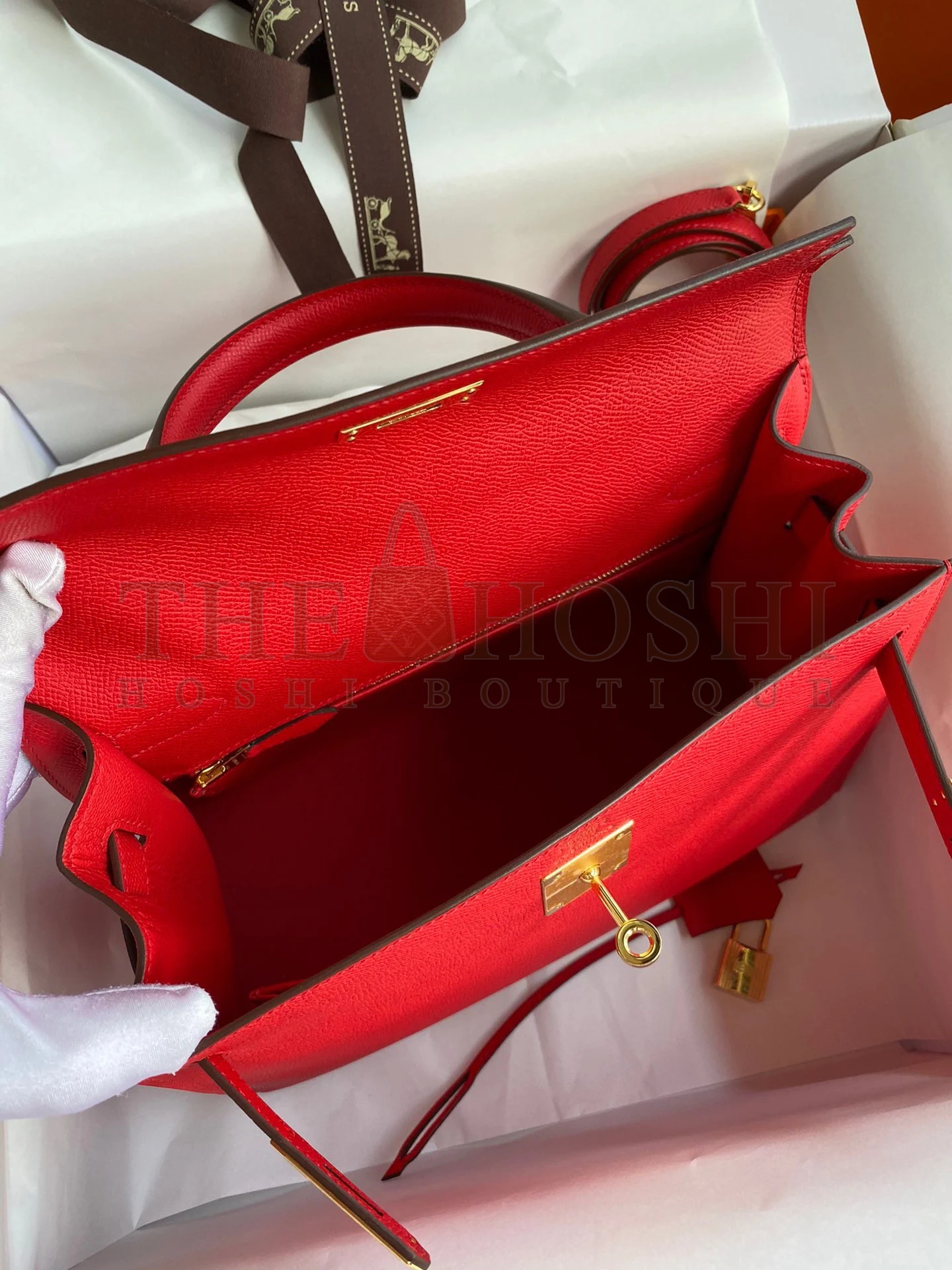 H**me5 Kelly Sellier 28 Handmade Bag In Red Epsom Calfskin Master Quality