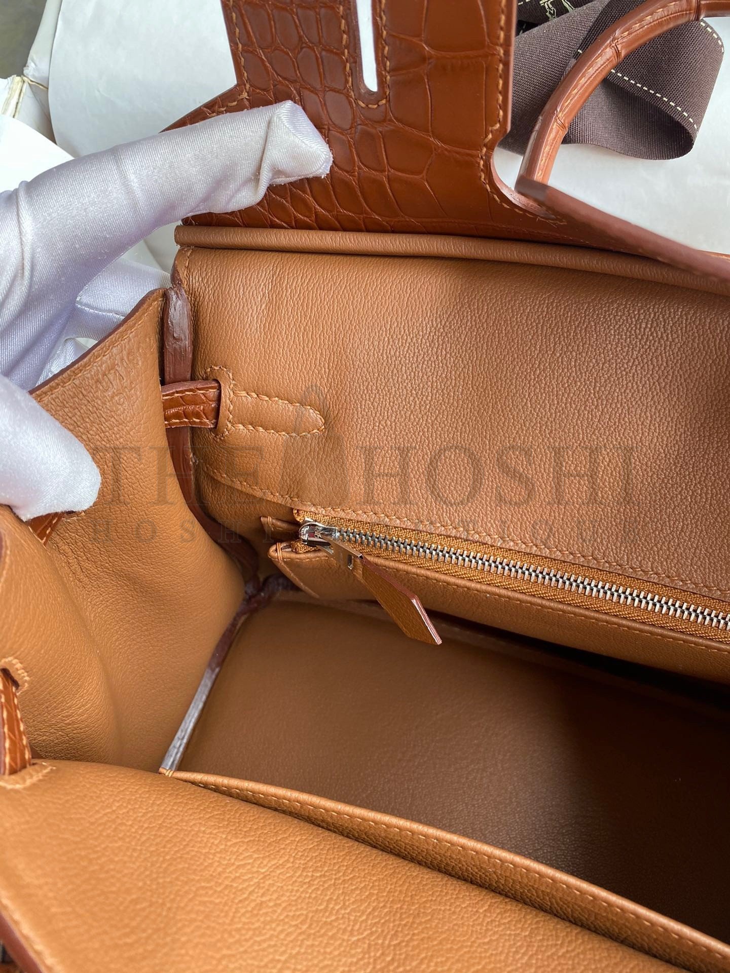 H**me5 Touch Birkin 25 Bag in Gold Togo and Matte Alligator Leather Master Quality