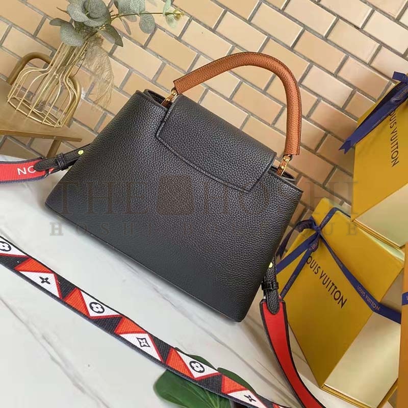 L0vis Vvtt0n LV Women Capucines MM Handbag Noir Black Rouge Taurillon Leather Master Quality